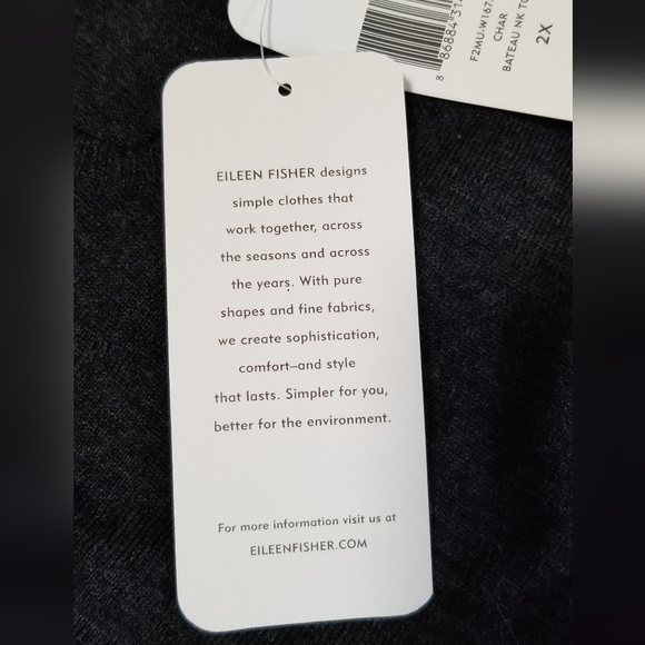 NWT Eileen Fisher Charcoal Gray Dolman Sleeve Fine Merino Sweater Size 2X - Picture 9 of 11